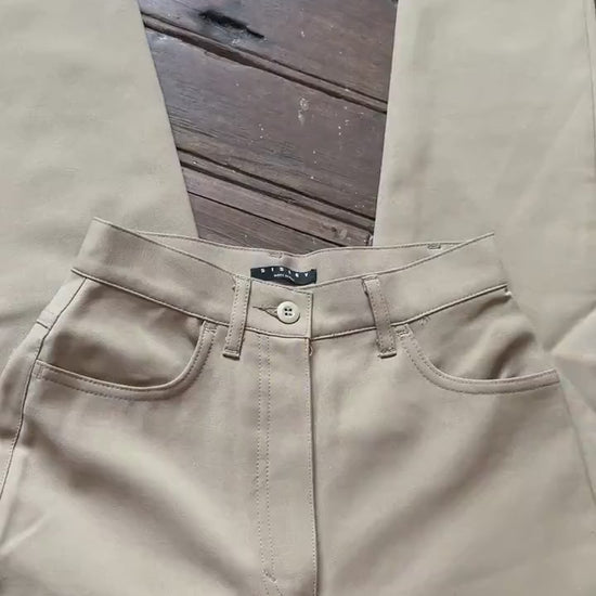 Vintage Sisley skinny pants, Beige High waist trousers, Made in Italy, Size EU 34 - US XXS