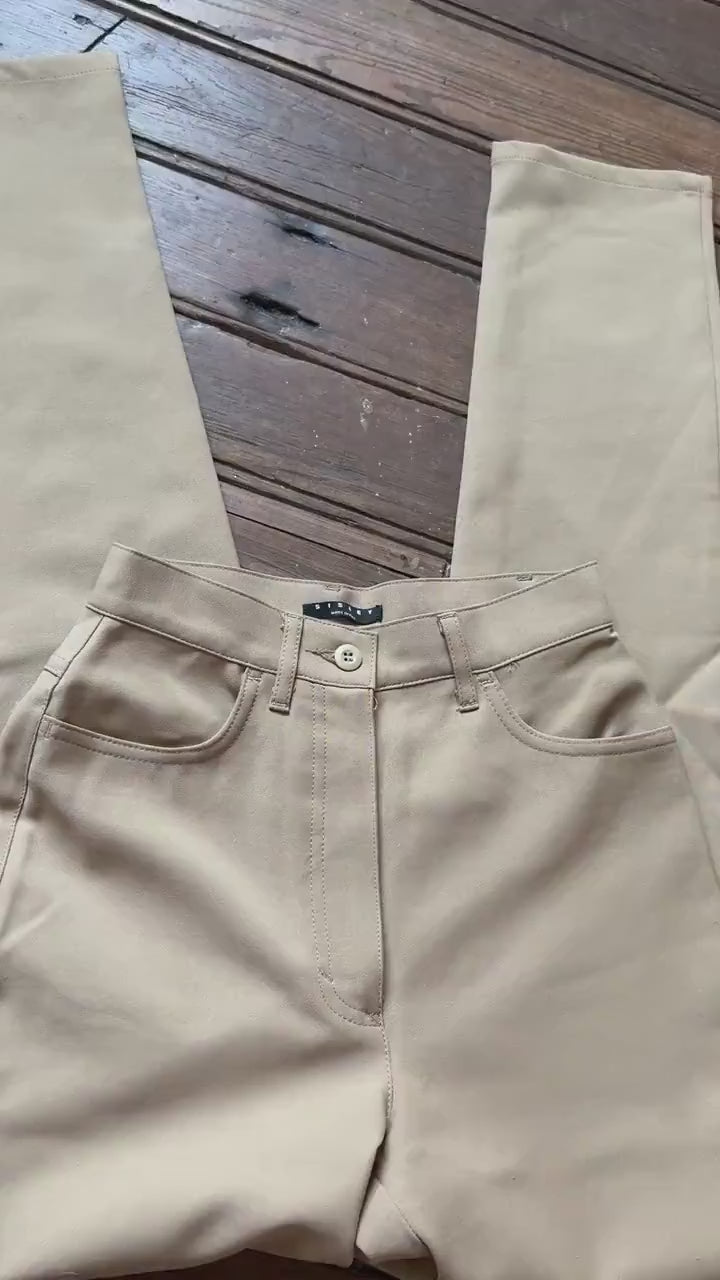Vintage Sisley skinny pants, Beige High waist trousers, Made in Italy, Size EU 34 - US XXS