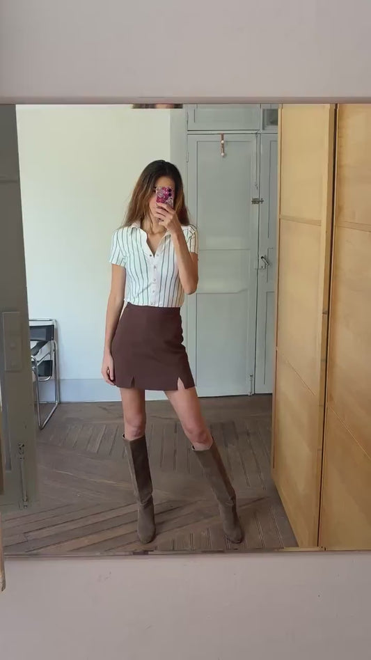 Vintage Genfins white and green striped polo shirt, Tennis club wear, Sport White Polo - Classic Fit with Contemporary Edge, XS