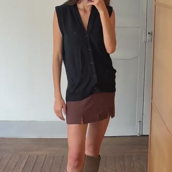 Cashmere blend waistcoat, dark academia aesthetic luxury winter gilet, vintage navy blue gilet, minimalist work top, size s