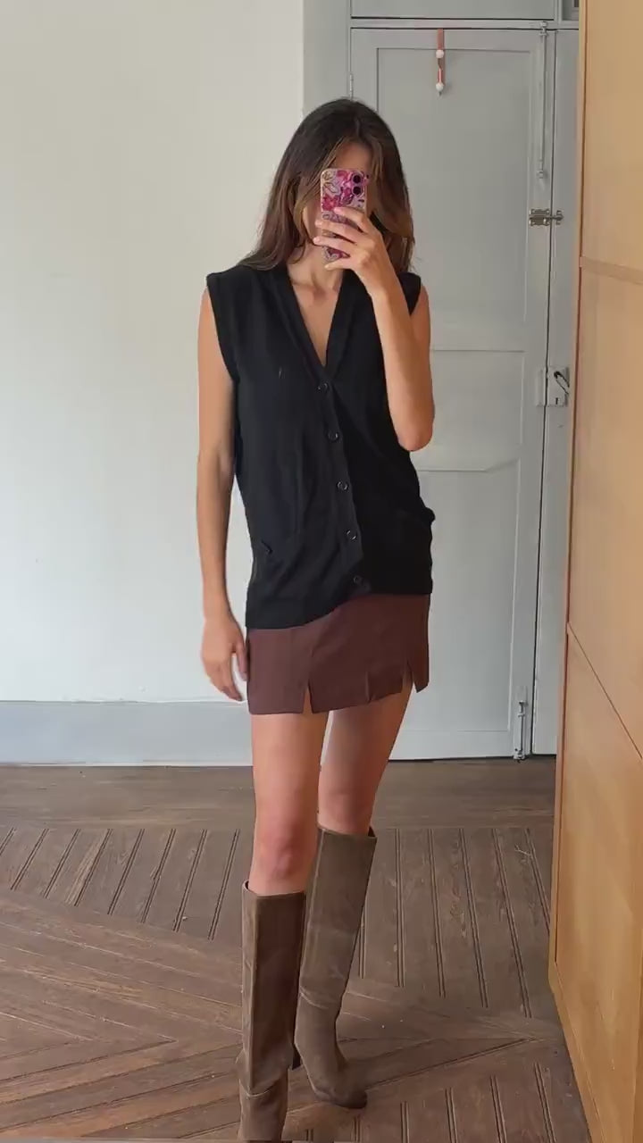 Cashmere blend waistcoat, dark academia aesthetic luxury winter gilet, vintage navy blue gilet, minimalist work top, size s