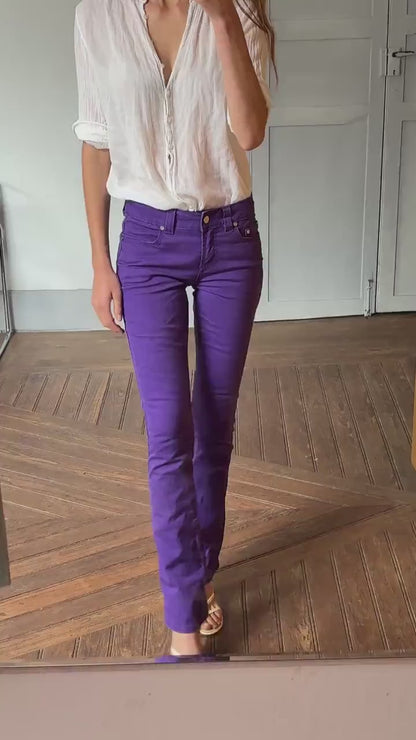 Vintage Pedro del Hierro Sport purple denim pants, low waist Y2K skinny fit,