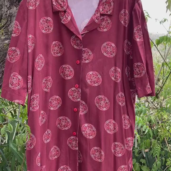 Vintage unique shirt, Retro oversized blouse, Alternative colourful top, Pink groovy 70s blouse, Retro Unisex clothing,