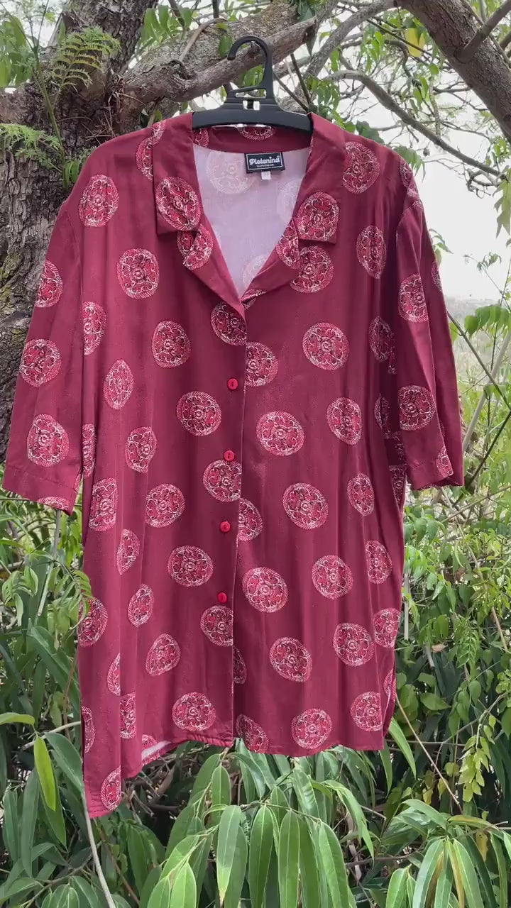 Vintage unique shirt, Retro oversized blouse, Alternative colourful top, Pink groovy 70s blouse, Retro Unisex clothing,