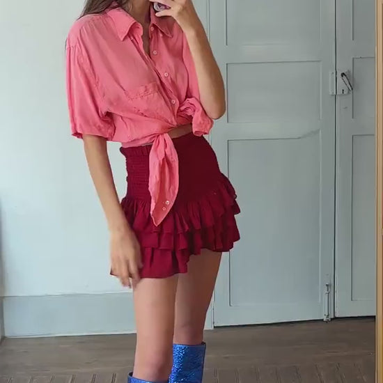 vintage gant salmon pink shirt linen shirt 100% linen scandic style regular fit oversized women men button down shirt, Size XL