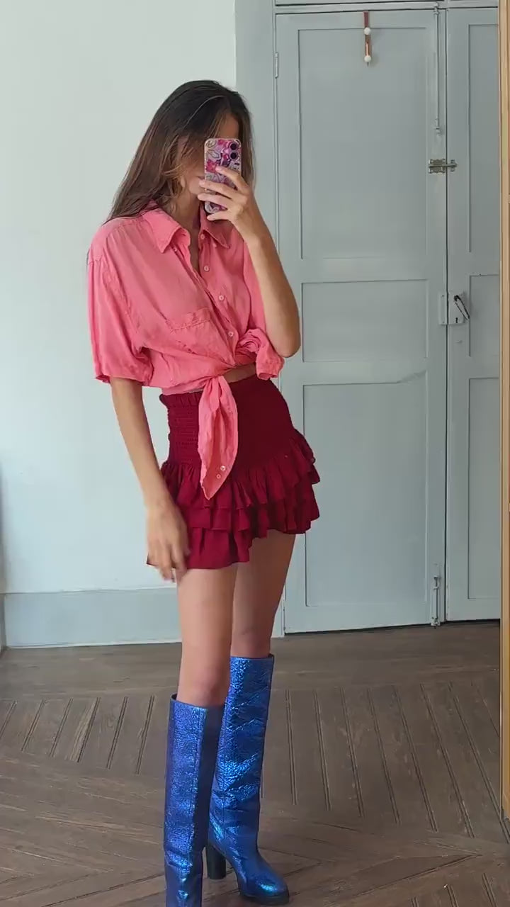 vintage gant salmon pink shirt linen shirt 100% linen scandic style regular fit oversized women men button down shirt, Size XL