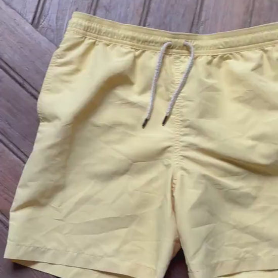 Vintage Ralph Lauren yellow swim shorts men’s XL swimwear retro beach trunks elastic waist