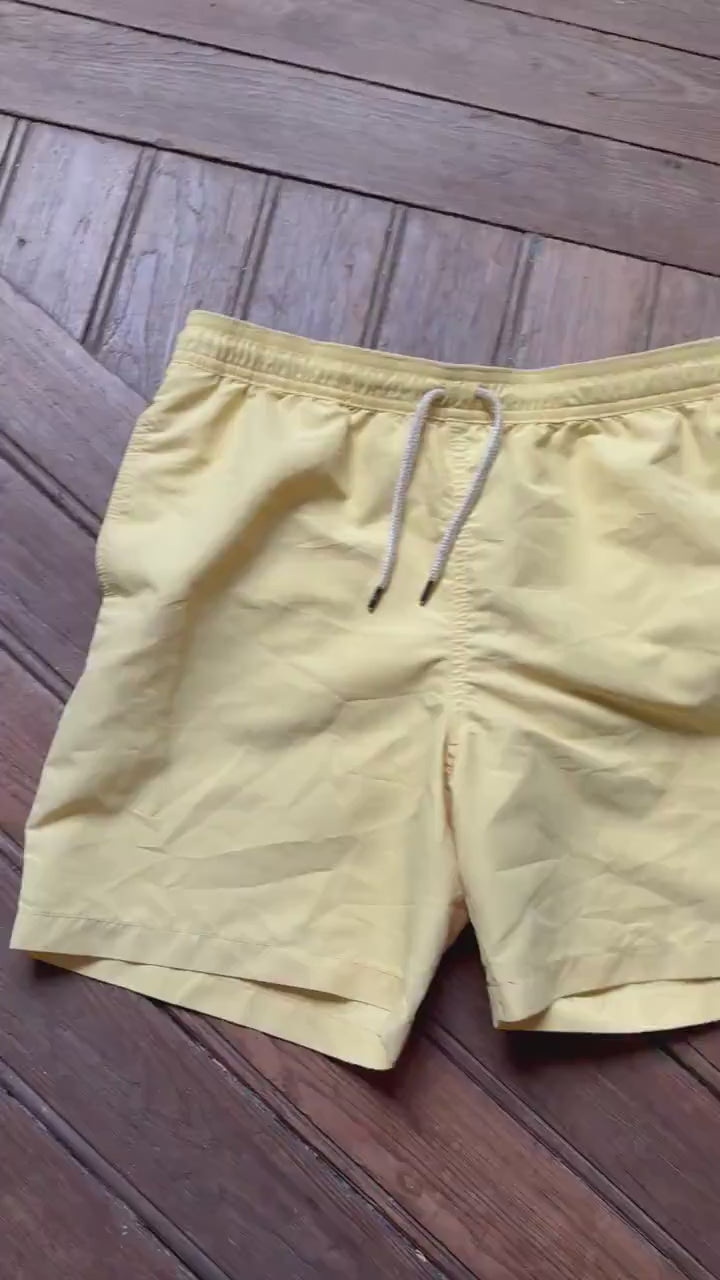 Vintage Ralph Lauren yellow swim shorts men’s XL swimwear retro beach trunks elastic waist