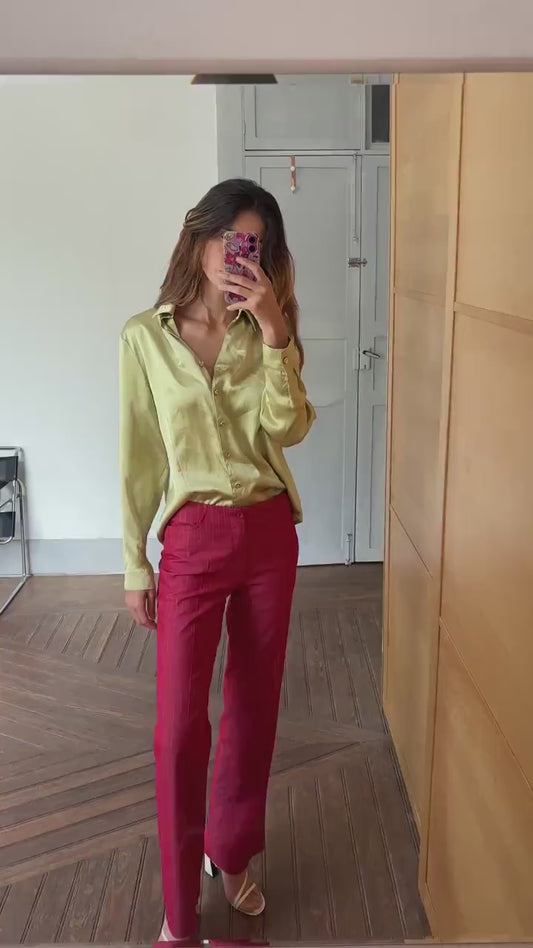 Vintage button up blouse Marina Riveira made in Spain, Golden buttons groovy stylish shiny party shirt, Statement vintage clothing