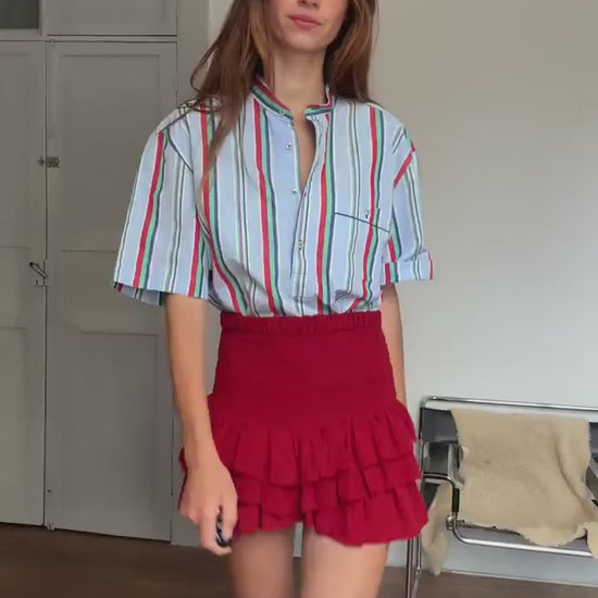 Vintage Emidio Tucci striped beach shirt – colorful unisex menswear, retro summer top, oversized fit, Size L / XL