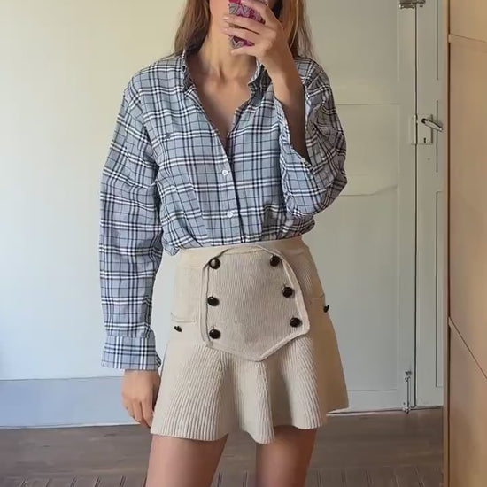 Vintage BURBERRY London blue and white plaid men blouse, Oxford designer shirt, Boxy fit, Classic formal shirt, Checkered branded wear, M