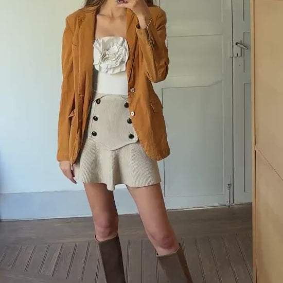 Orange earthy blazer, Vintage warm spring jacket, Colourful Emily in Paris aesthetic, Smart Girl boss clothing, M