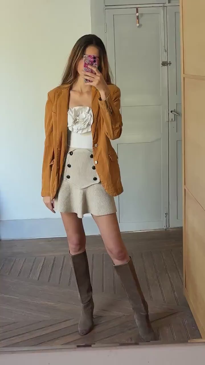 Orange earthy blazer, Vintage warm spring jacket, Colourful Emily in Paris aesthetic, Smart Girl boss clothing, M