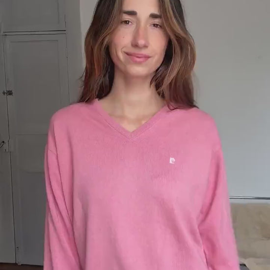 Vintage Pierre Cardin Paris pink wool-acryl sweater – made in Spain, unisex fit, soft knit pullover