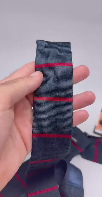 Vintage Hugo Boss tie, navy red striped, 100% silk, made in italy, tailored collection, elegant style, formal office wear