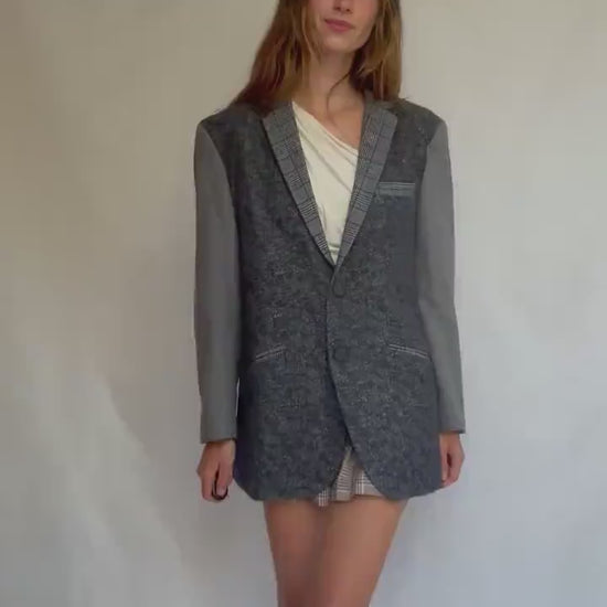 Vintage Desigual Oversized Blazer – Wool Cotton Mix, Size 54 Mens, Unisex Fit, Model-Off-Duty Look