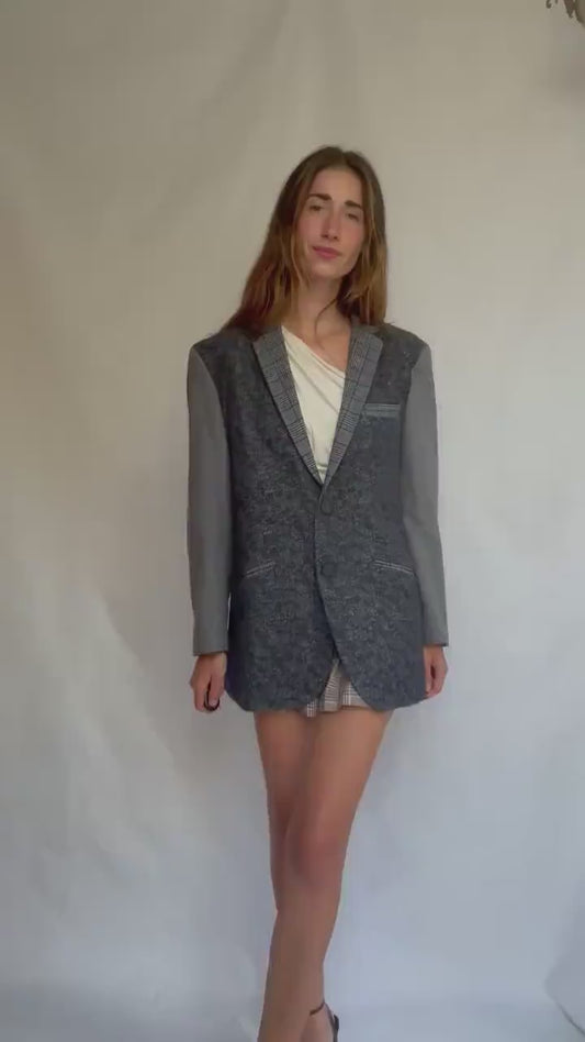 Vintage Desigual Oversized Blazer – Wool Cotton Mix, Size 54 Mens, Unisex Fit, Model-Off-Duty Look