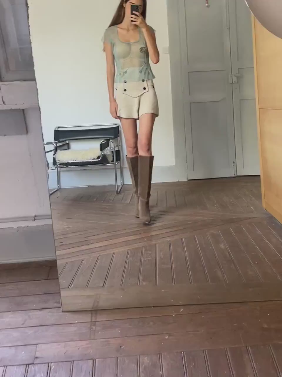 Sheer floral sequin embroidered woman top, Sexy see through pastel blue summer shirt, Unique vintage treasure