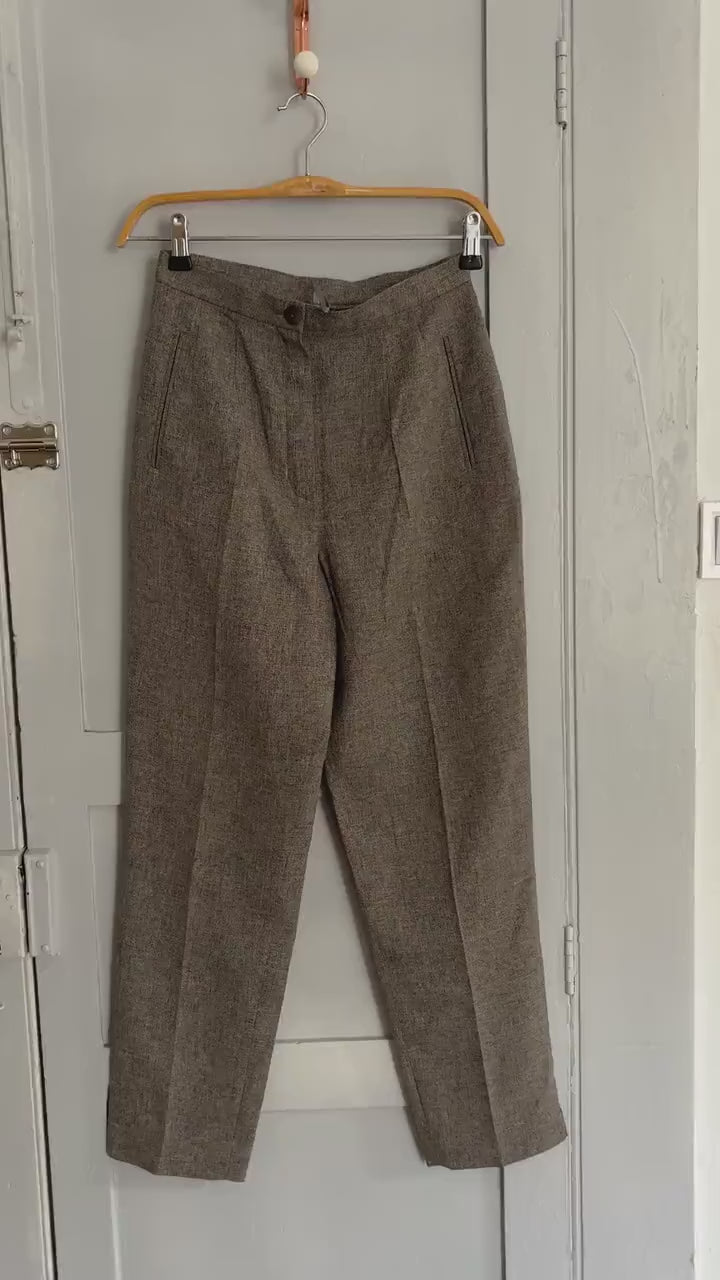 Vintage luxe italian pants for women,  grey work wear office trousers, girlboss professional fit clothing, size xs - s