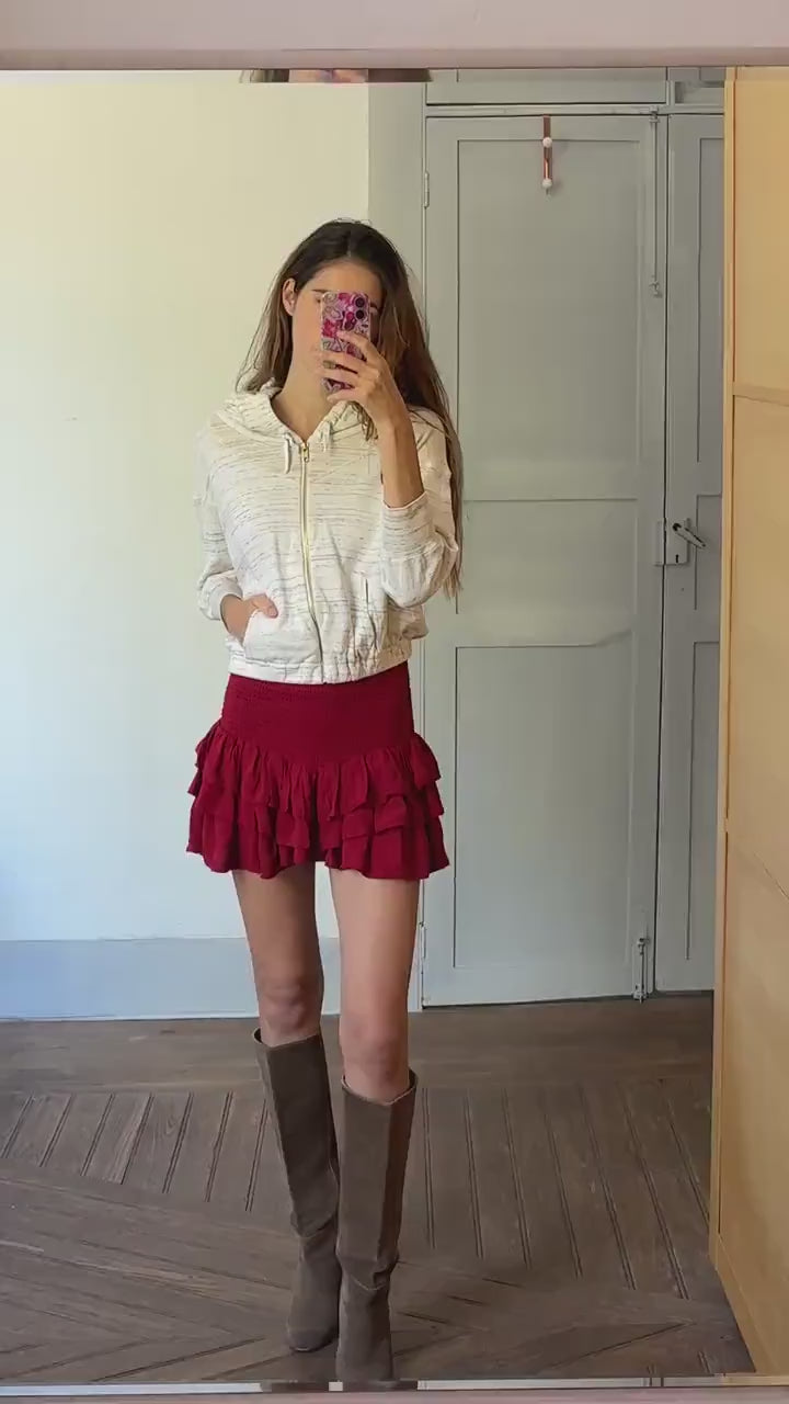 Vintage Isabel Marant hooded vest, White and greyncardigan, French designer clothing, Emily in Paris style