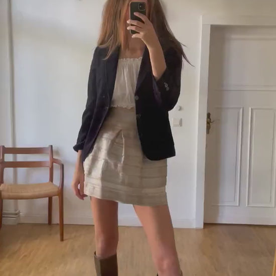 Dark blue velvet women blazer, Vintage Navy formal jacket, Classic wedding suit, Smart jacket, Dark academia blazer, Smart woman outfit, S