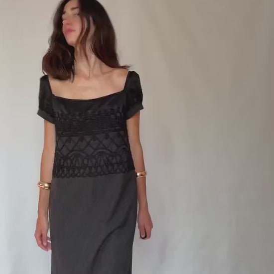 Philosophy di Alberta Ferretti black dress – Italian designer size I44 / US8 – cashmere wool blend evening dress