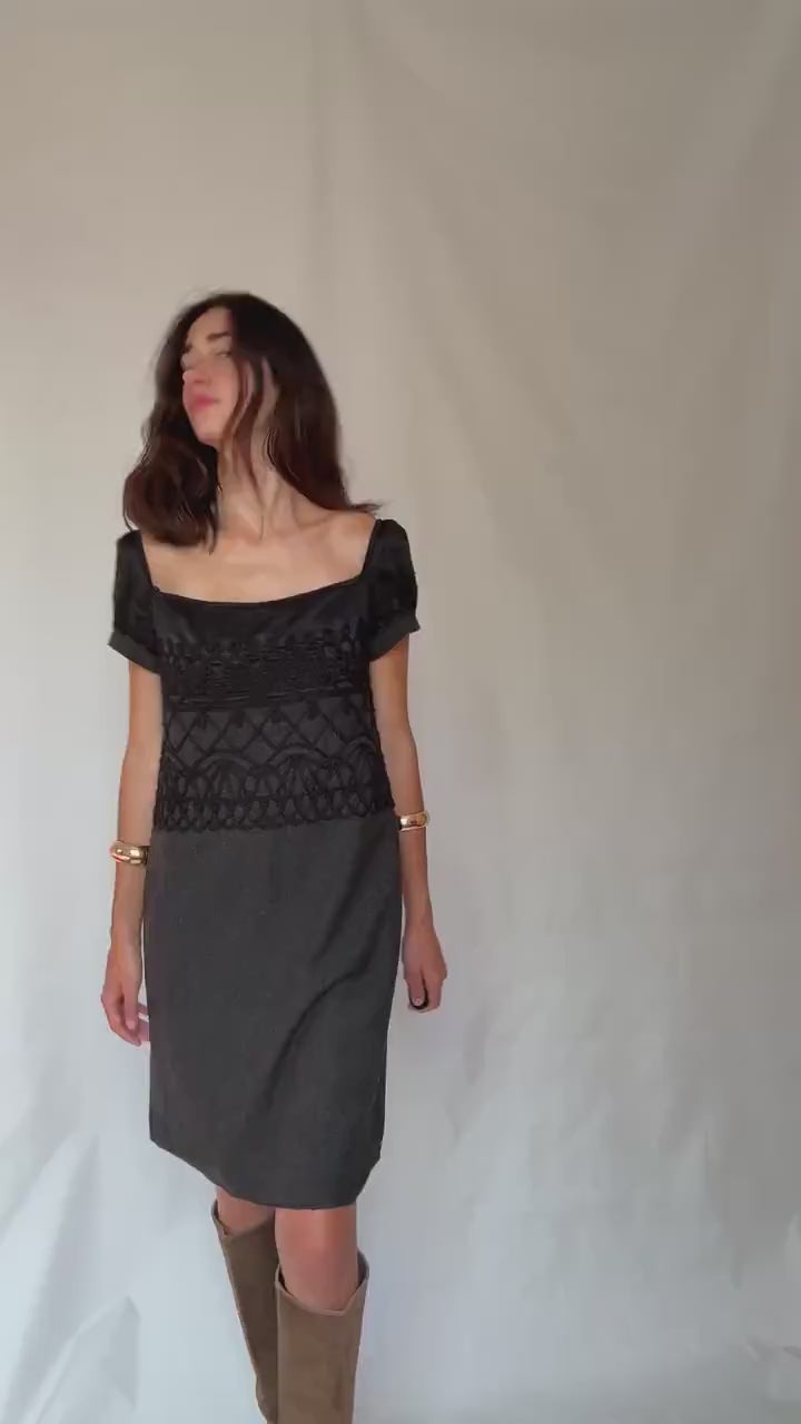 Philosophy di Alberta Ferretti black dress – Italian designer size I44 / US8 – cashmere wool blend evening dress