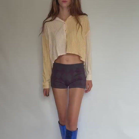 Purple Argyle Knit Shorts – Wool Blend Cozy Cottagecore Bottoms, Size M UK10 US6, New with Tags, Y2K Preppy Vibe