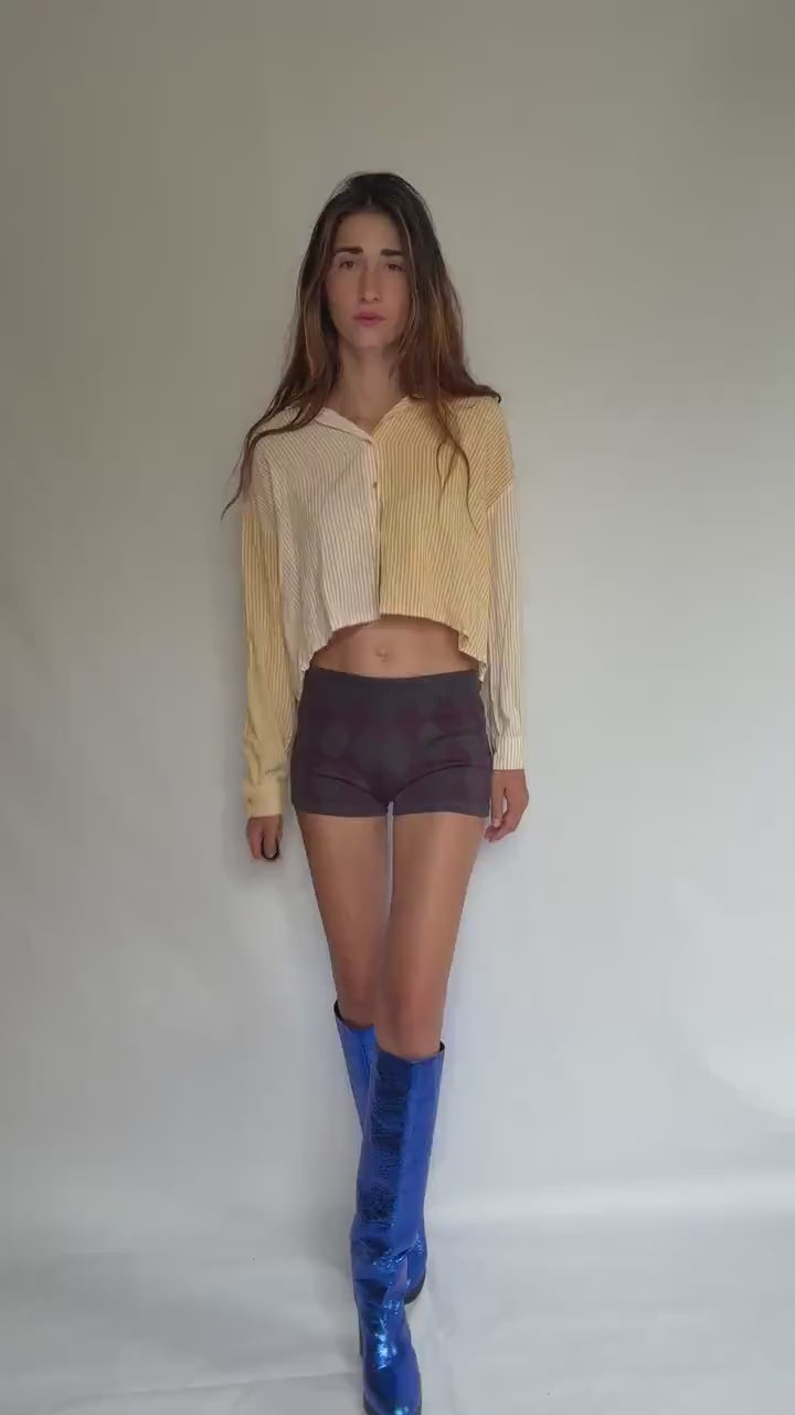 Purple Argyle Knit Shorts – Wool Blend Cozy Cottagecore Bottoms, Size M UK10 US6, New with Tags, Y2K Preppy Vibe