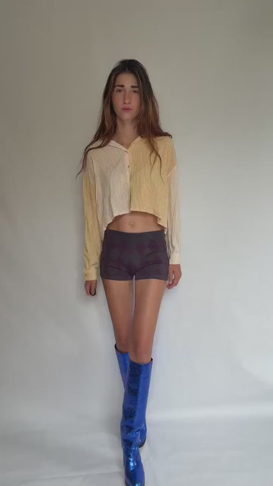 Purple Argyle Knit Shorts – Wool Blend Cozy Cottagecore Bottoms, Size M UK10 US6, New with Tags, Y2K Preppy Vibe