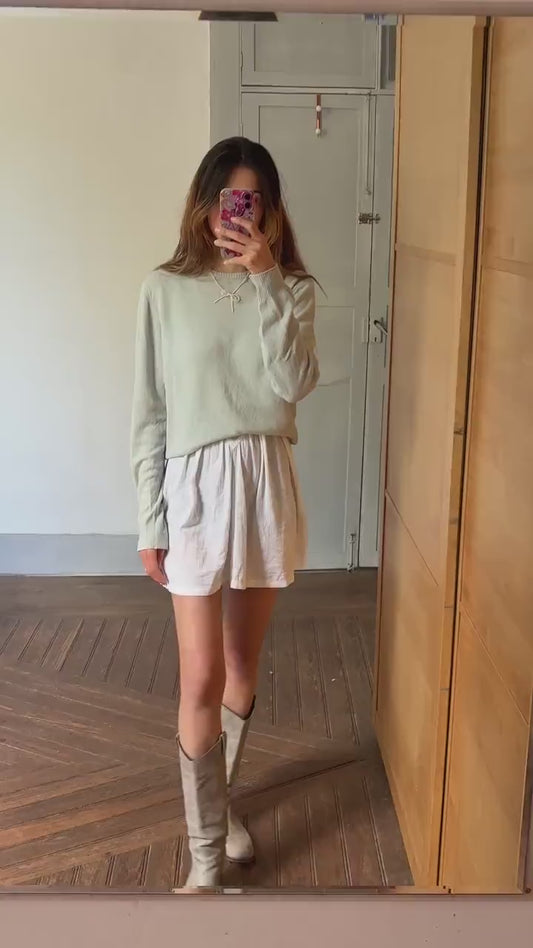 Vintage Sisley Wool Jumper – Pure New Wool – Made in Italy – Soft Sage Green Knit – Size M