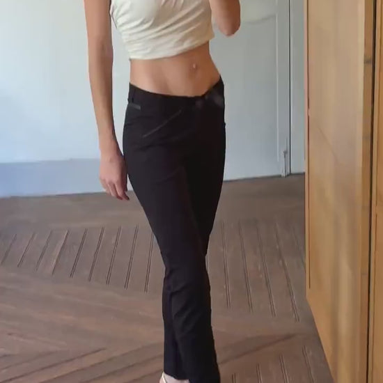 Vintage Marithé + François Girbaud Black Stretch Pants – Designer Minimalist Slim Fit – Y2K French Fashion – Size M