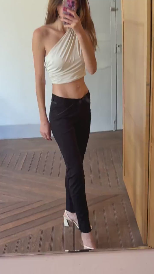 Vintage Marithé + François Girbaud Black Stretch Pants – Designer Minimalist Slim Fit – Y2K French Fashion – Size M