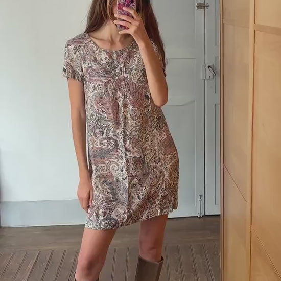 Vintage Massimo Dutti floral mini dress – sheer lightweight summer boho dress, short sleeve,  EU M, romantic retro outfit