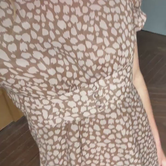 Vintage Adolfo Dominguez Leopard Print Summer Dress EU 34 – Brown Mini Dress