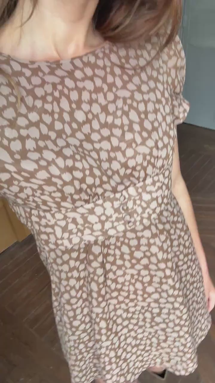 Vintage Adolfo Dominguez Leopard Print Summer Dress EU 34 – Brown Mini Dress