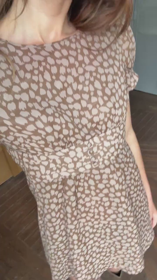 Vintage Adolfo Dominguez Leopard Print Summer Dress EU 34 – Brown Mini Dress