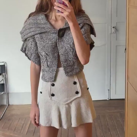 Vintage Marella Sport (Max Mara) grey knit vest, Iconic Designer cropped wool blend cardigan,
