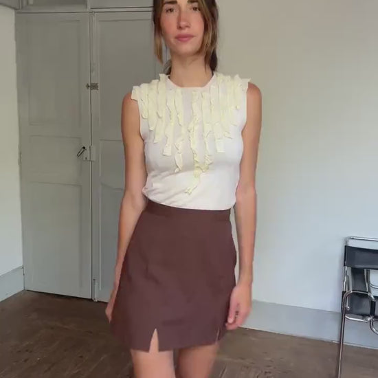 Vintage Paul Smith Sleeveless Top – Ruffle Detail Knit, Made in Italy, Quiet Luxury Y2K Aesthetic