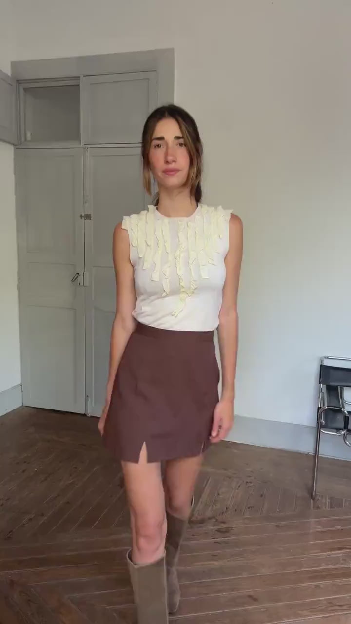 Vintage Paul Smith Sleeveless Top – Ruffle Detail Knit, Made in Italy, Quiet Luxury Y2K Aesthetic