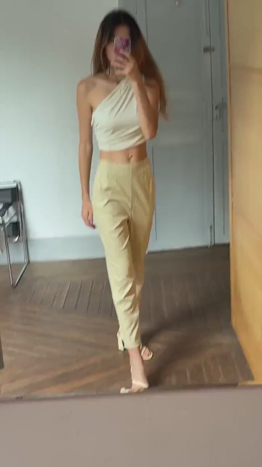 Vintage Sisley Horse Riding style pants, High waist elegant formal straight leg pants, Light beige cotton trousers, Made in Italy, 28, S