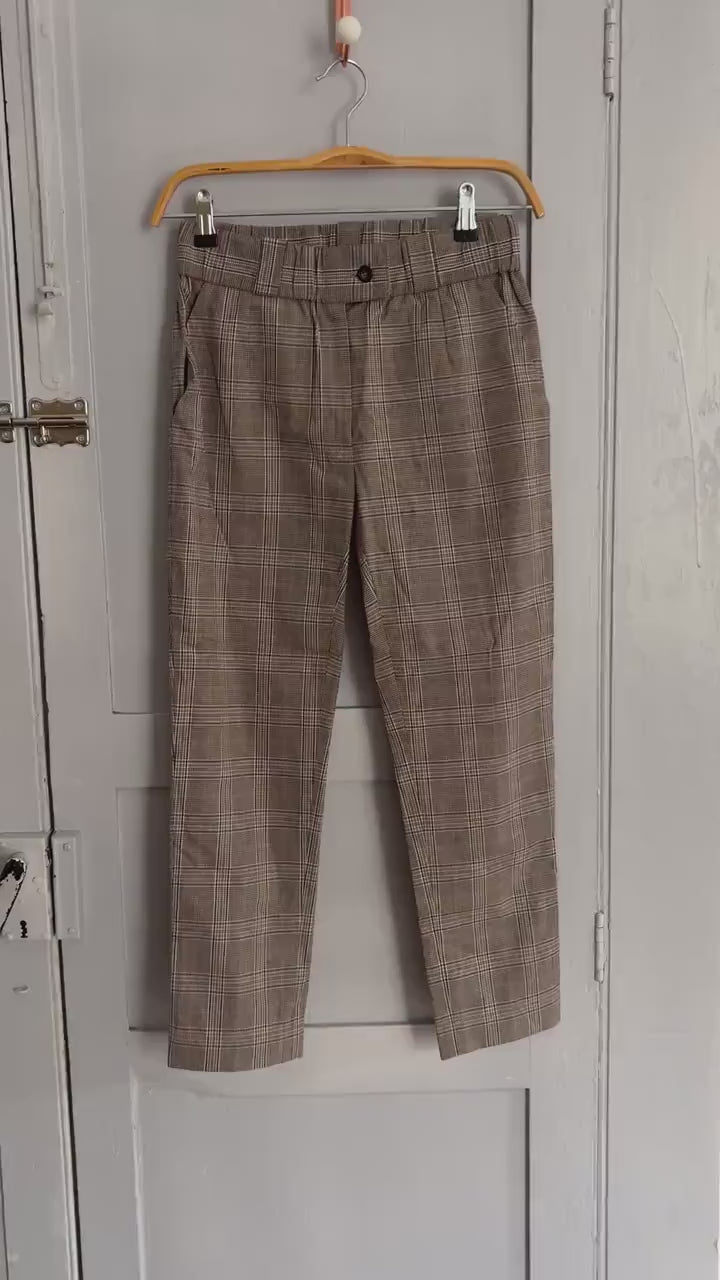 vintage light academia plaid pants, Essthetic trousers, petite fit cropped trousers,