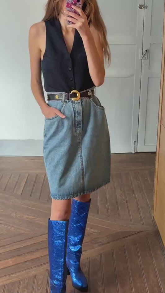 Vintage Light Denim Skirt by MASH Rosemary – 90s Casual Essential, size 38 / UK 10 / US 6-8