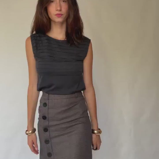 Luxurious Black Tank Top by Massimo Dutti – Y2K and Minimalist Style in Sumptuous Silk-Cotton-Wool Blend, US Size M