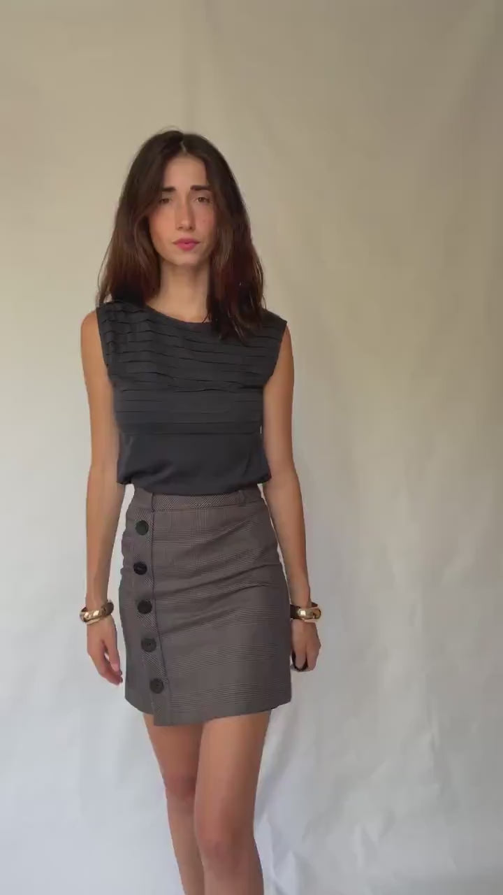 Luxurious Black Tank Top by Massimo Dutti – Y2K and Minimalist Style in Sumptuous Silk-Cotton-Wool Blend, US Size M