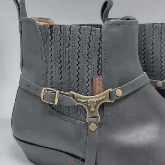 Pedro Lazo harness boots – handmade Valverde del Camino – real leather western ankle boots – EU approx 44 – roper cowboy style