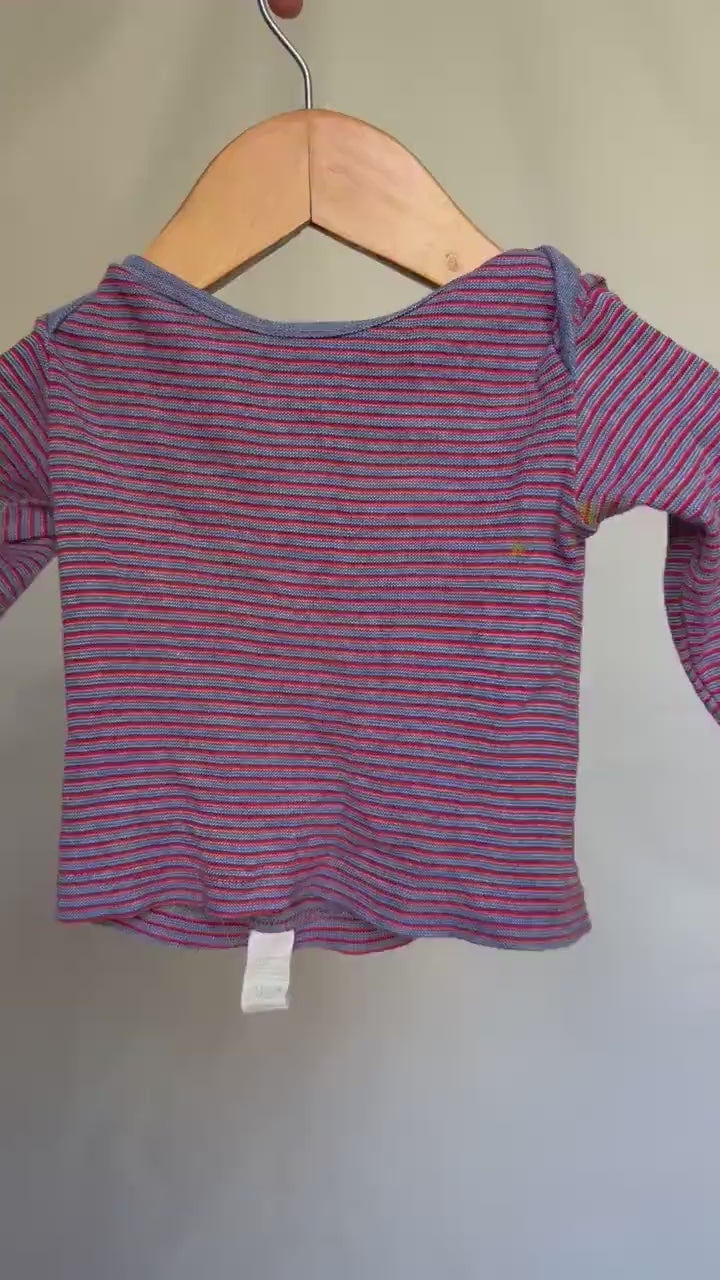 Cosilana blue red striped top, 100% cotton, Size 3-6 months, everyday comfort