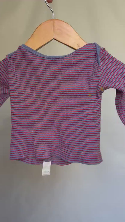 Cosilana blue red striped top, 100% cotton, Size 3-6 months, everyday comfort
