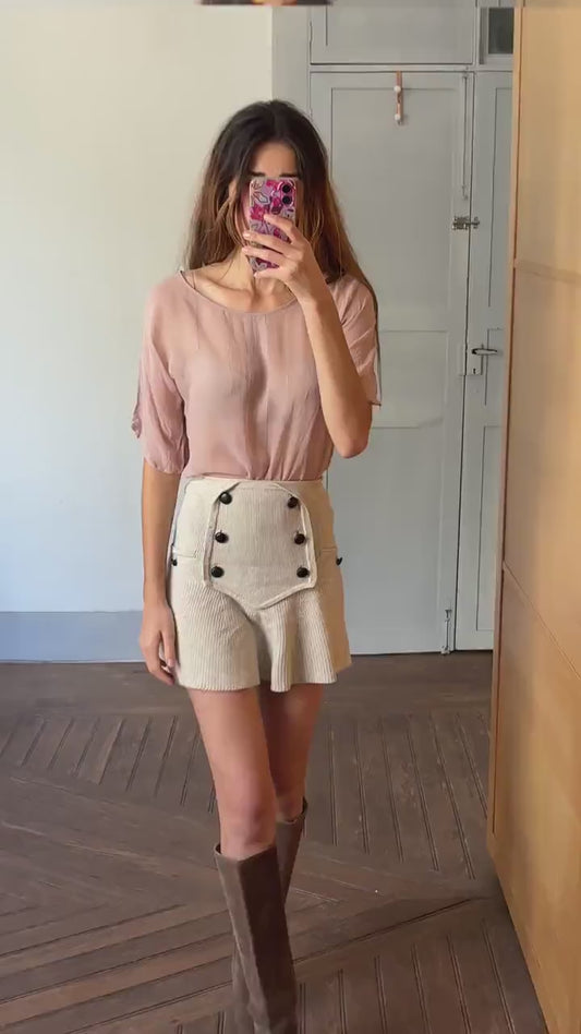 Vintage sheer powder pink woman shirt, Sexy see through camisole, Neutral natural colour t-shirt