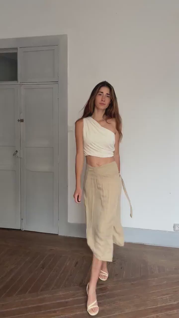 Massimo Dutti linen blend wrap skirt – XS/S
